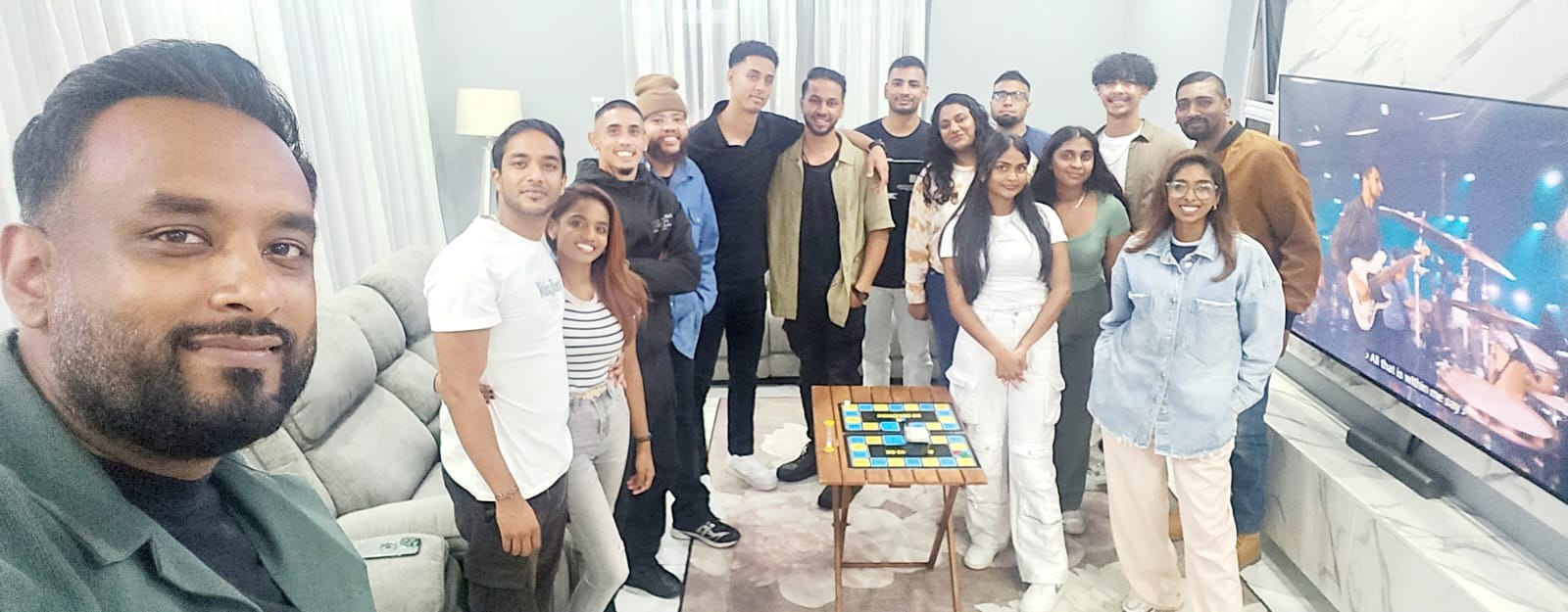 Young adults gathered at a home group